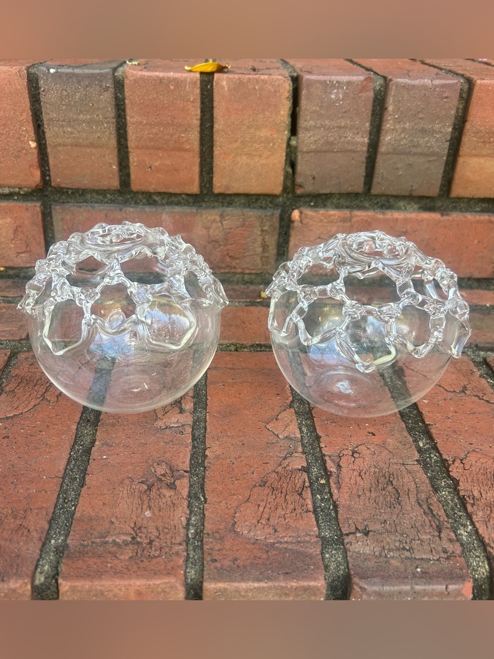 Vintage Saffieria Parise Hand Blown Italian Glass Crystal Clear Candle Holders